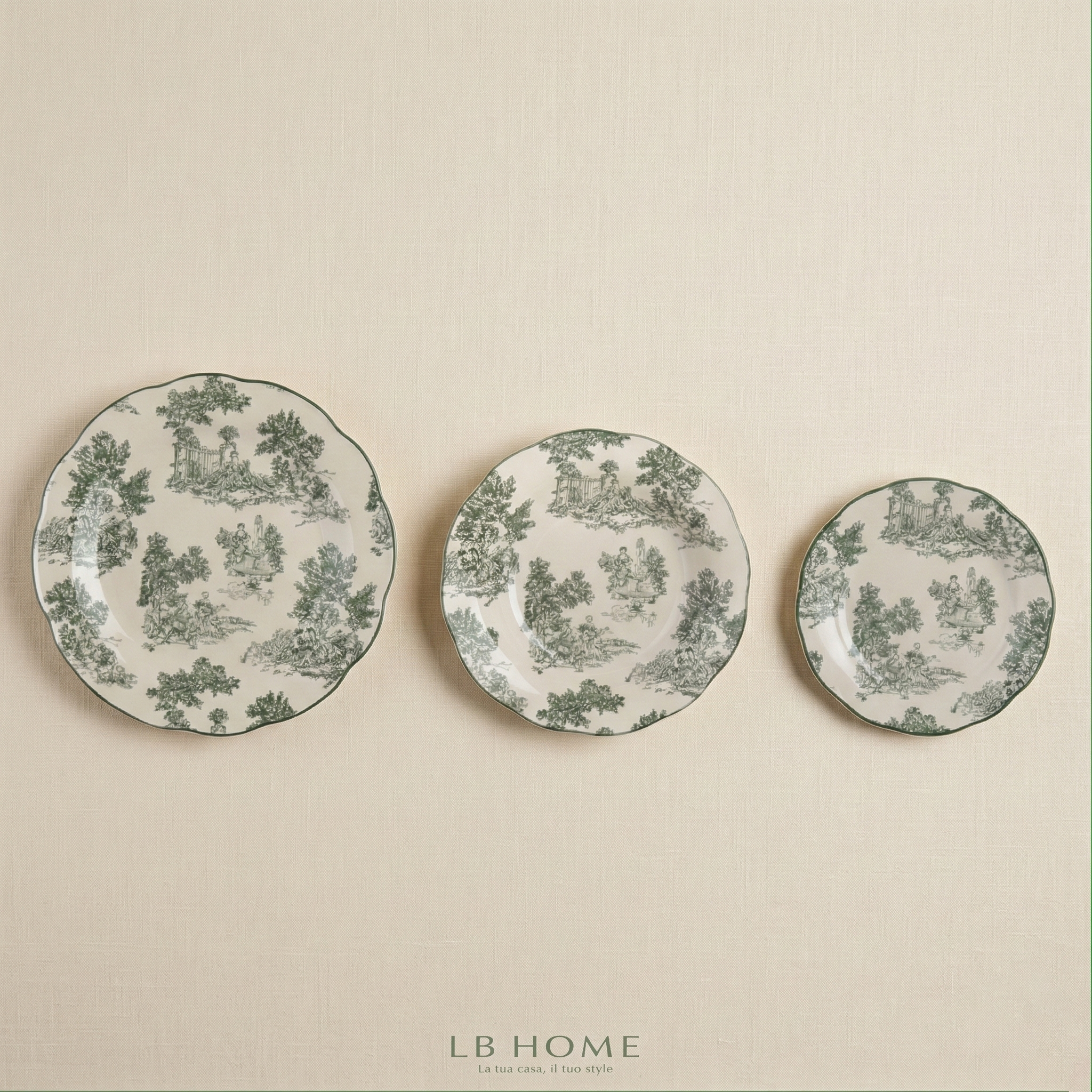 Set 2 posti tavola Toile de Jouy Verde