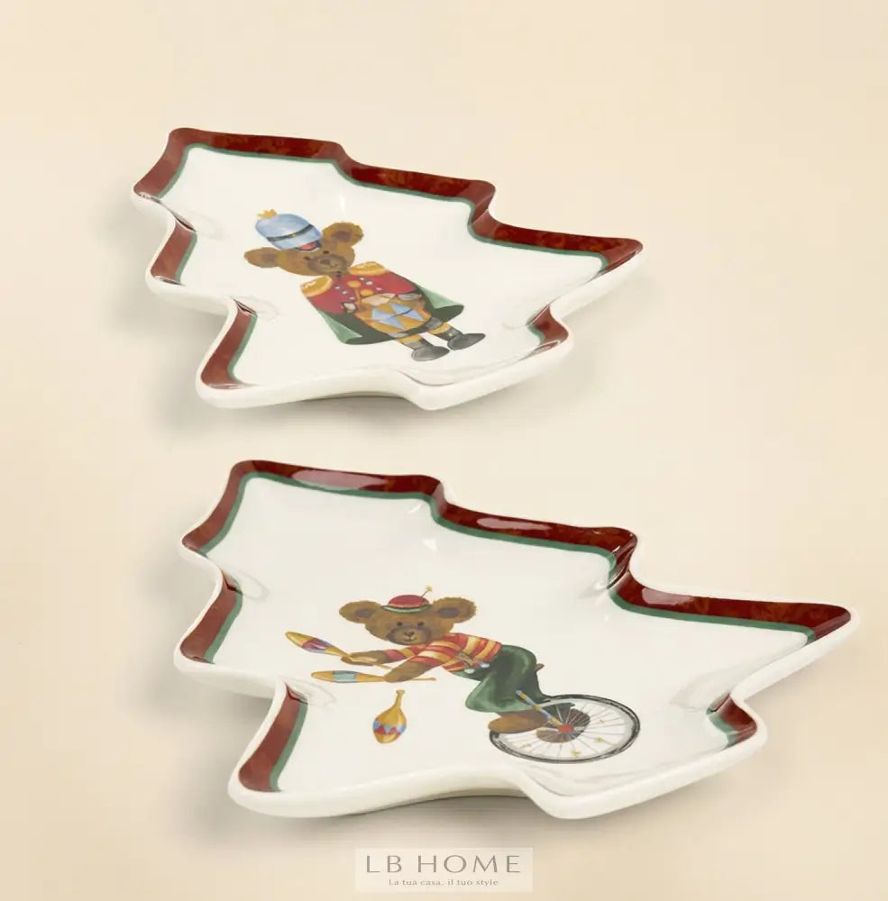 Set 2 vassoi albero Bear wonderland Tavola Natale