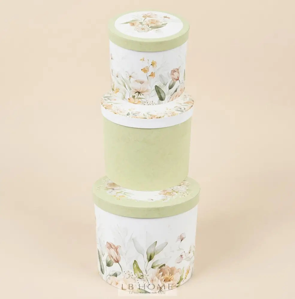 Set 3 scatole tonde Flower Garden Scatola