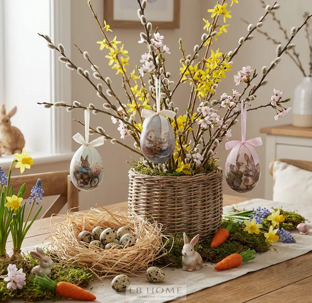 Set 8 Uova Pasquali Decorative con Scatola Regalo Decorazioni Pasquali