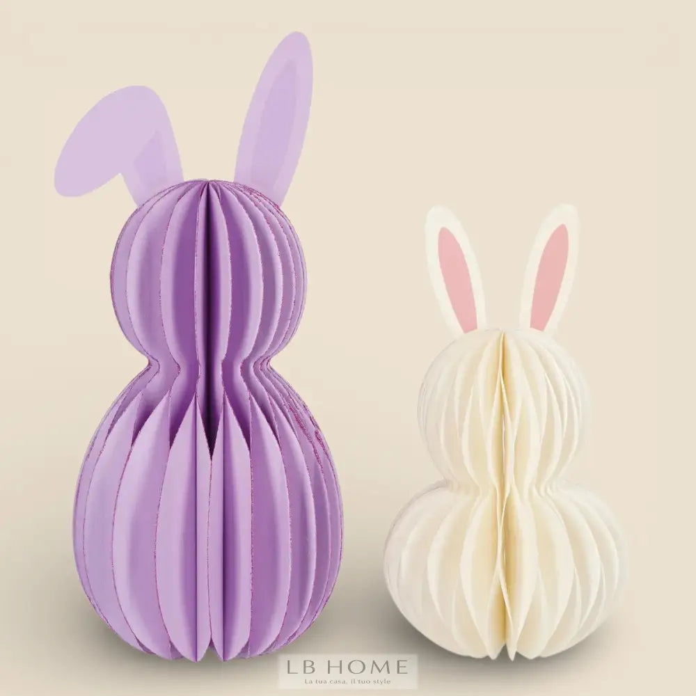 Set di 2 Coniglietti Pieghevoli in Carta - Hoppy Easter Decorazioni Pasquali