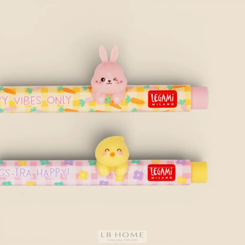 Set di 2 Penne Gel con Animaletto Decorativo - Lovely Friends - Hoppy Easter Decorazioni Pasquali