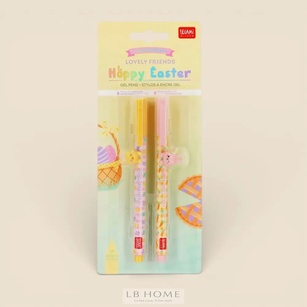 Set di 2 Penne Gel con Animaletto Decorativo - Lovely Friends - Hoppy Easter Decorazioni Pasquali
