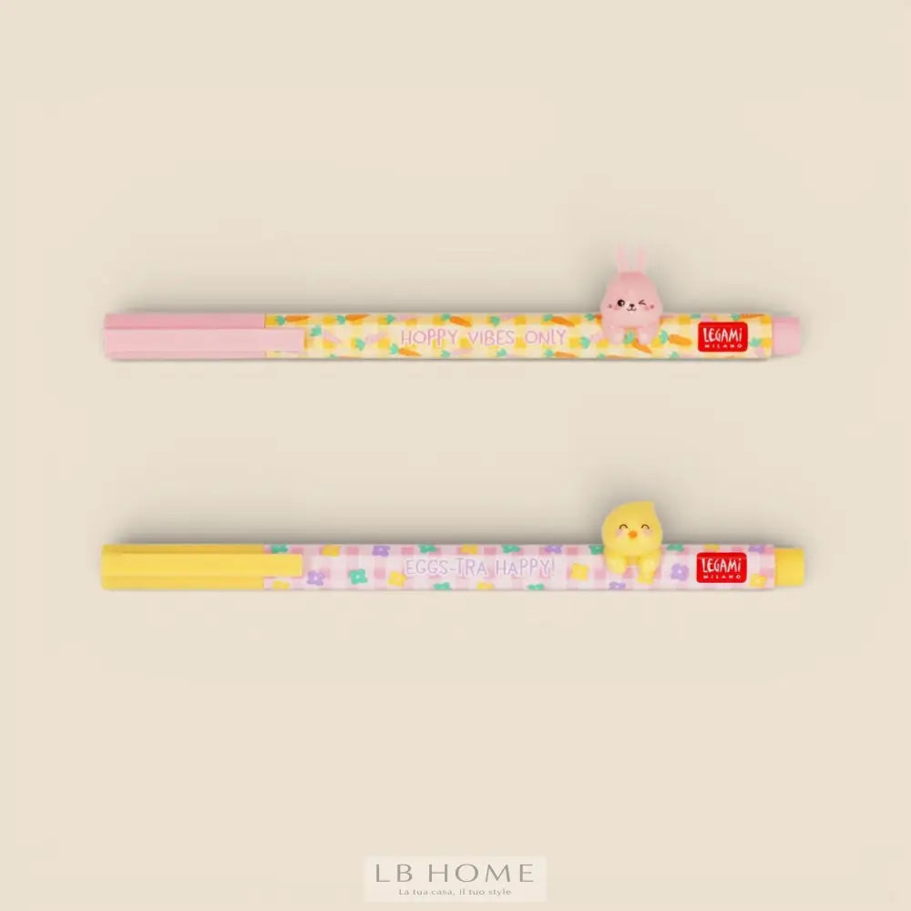 Set di 2 Penne Gel con Animaletto Decorativo - Lovely Friends - Hoppy Easter Decorazioni Pasquali