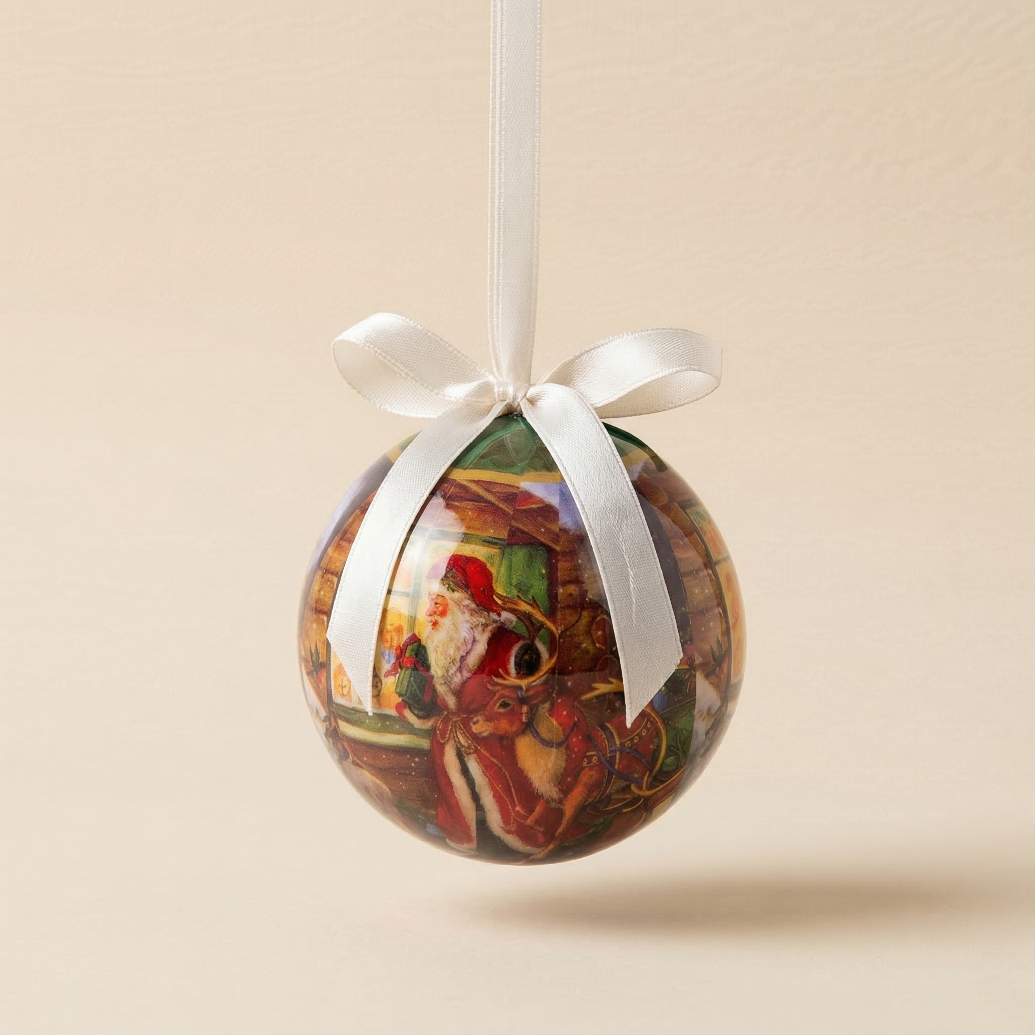Set 14 sfere di natale con scatola esagonale Babbo Natale