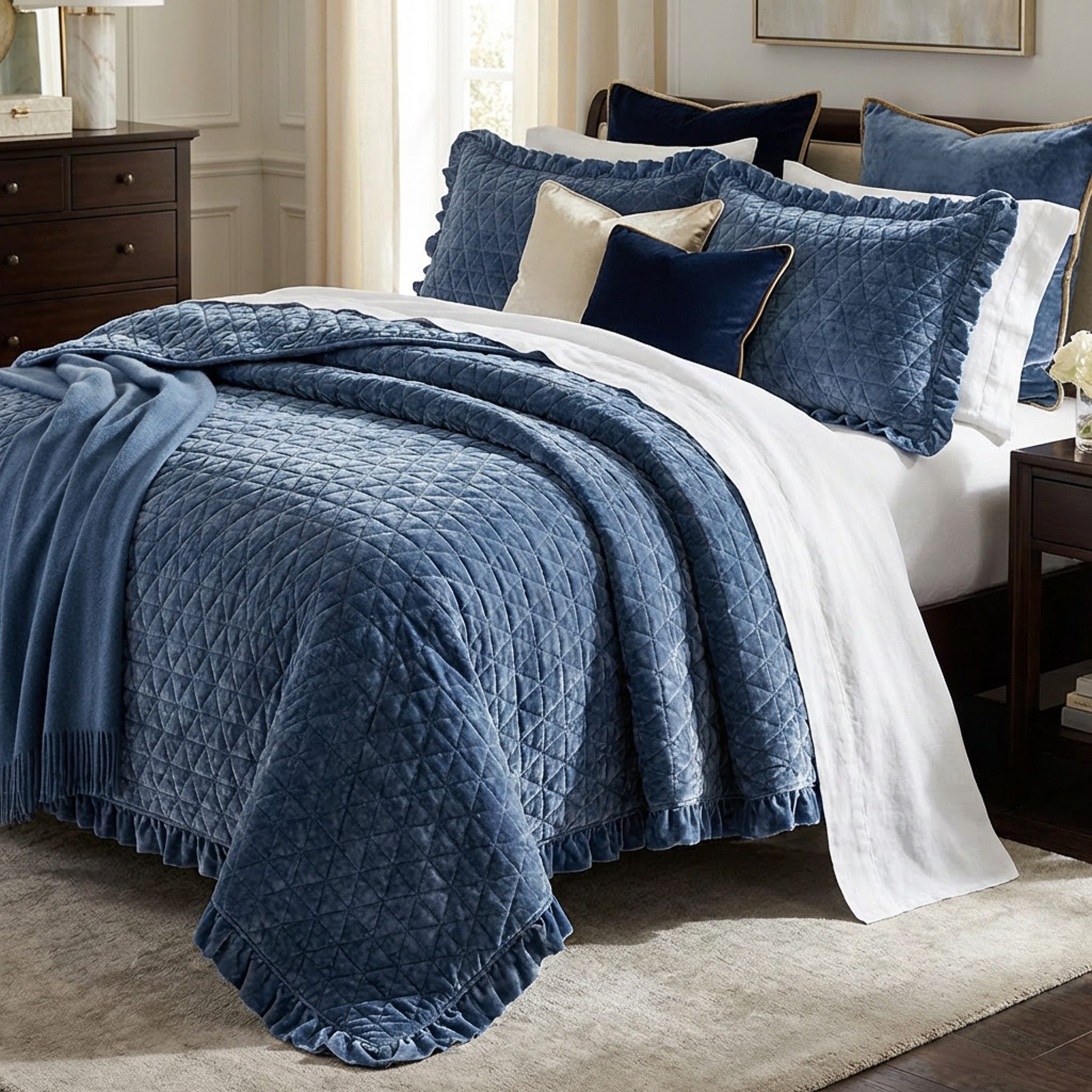 Set trapunta matrimoniale e copriguanciali Velluto all'arena