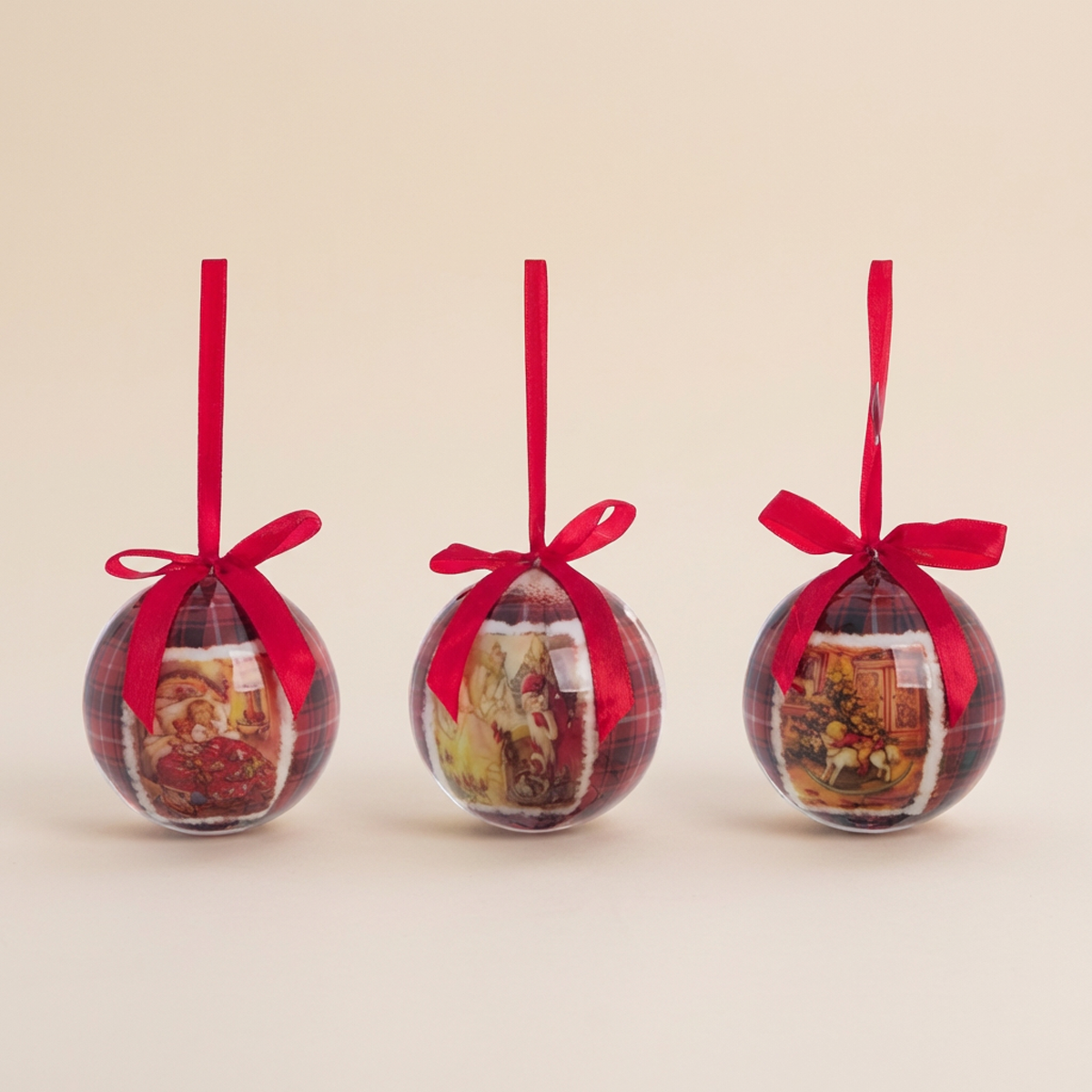 Set 14 sfere di natale con scatola esagonale Vintage