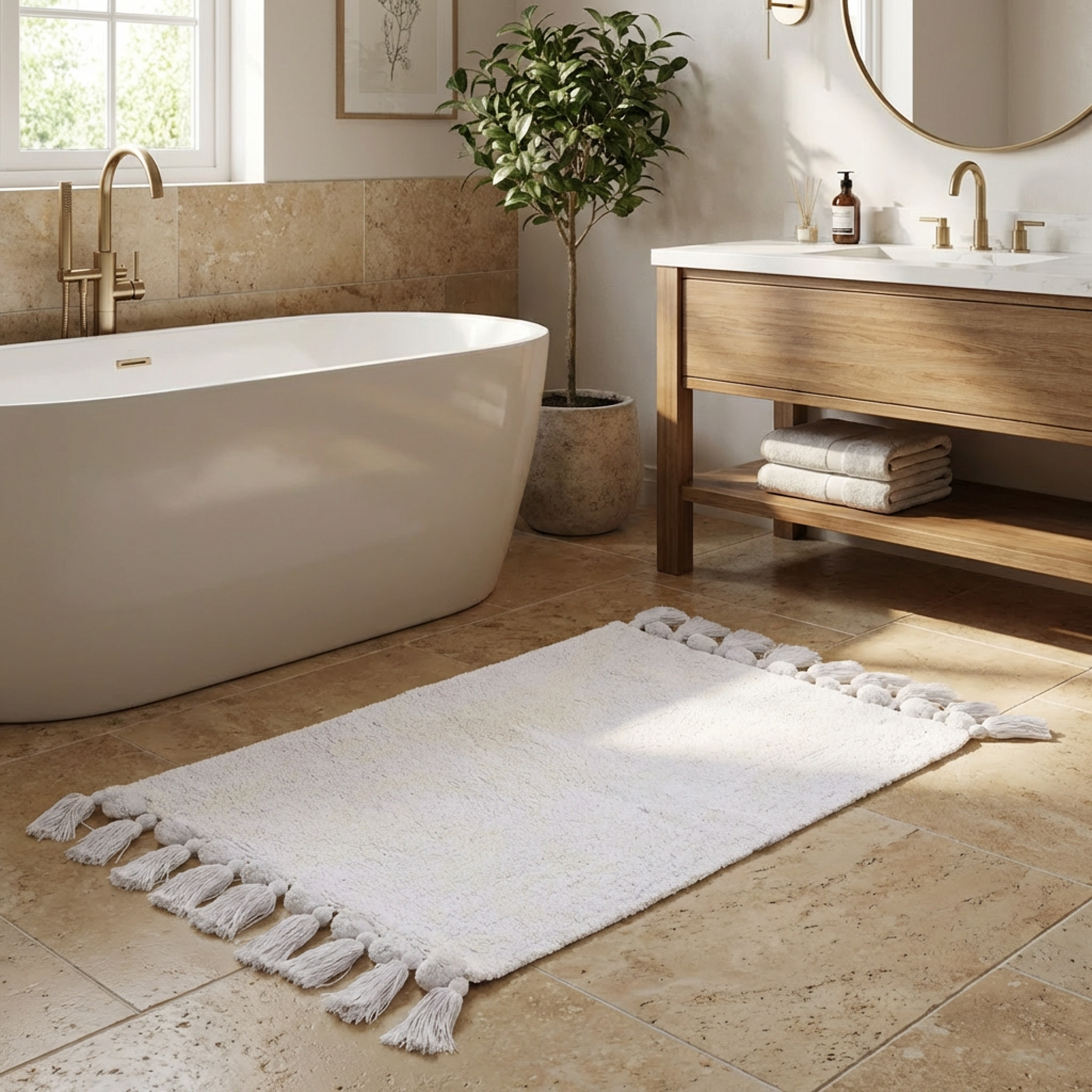 Tappeto con nappe Soft Neige