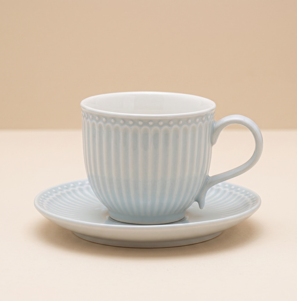 Tazza con piattino Alice azzurra