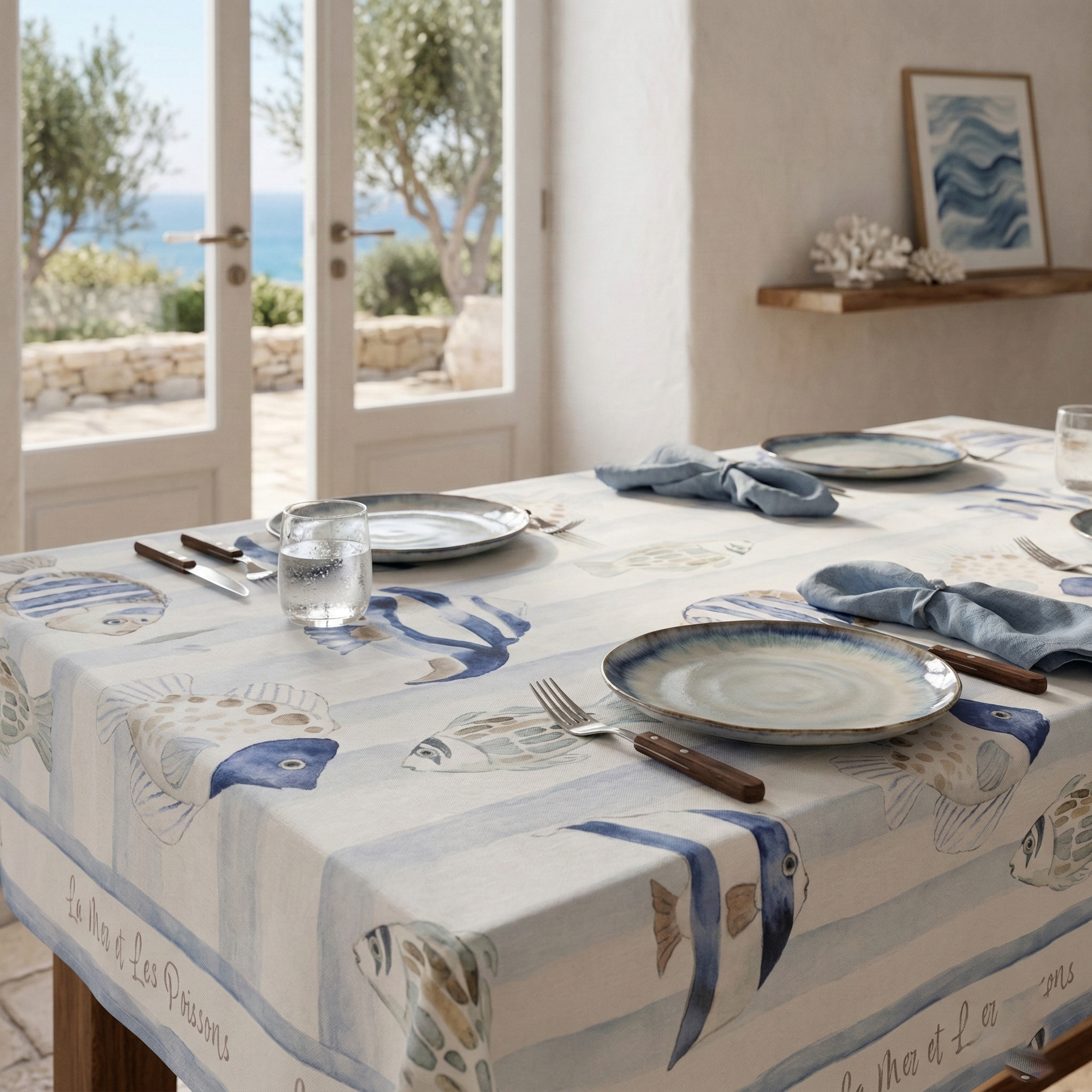 Tovaglia antimacchia cerata collezione "Les poissons"