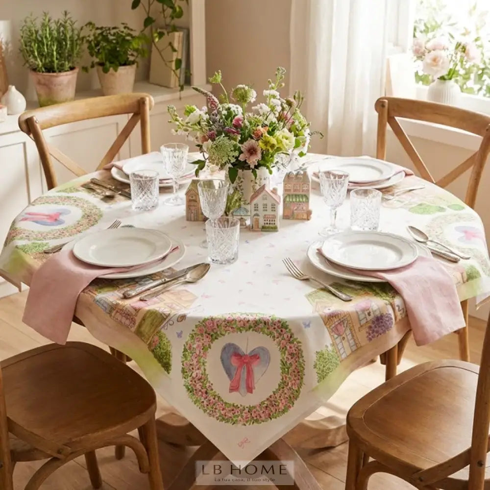 Tovaglia centrotavola 120x120cm La vie en rose Tovaglia