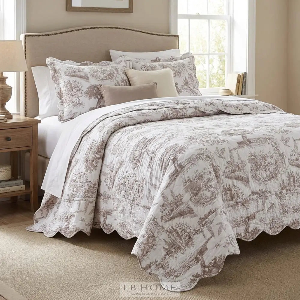 Trapunta Matrimoniale Toile Beige Trapunta