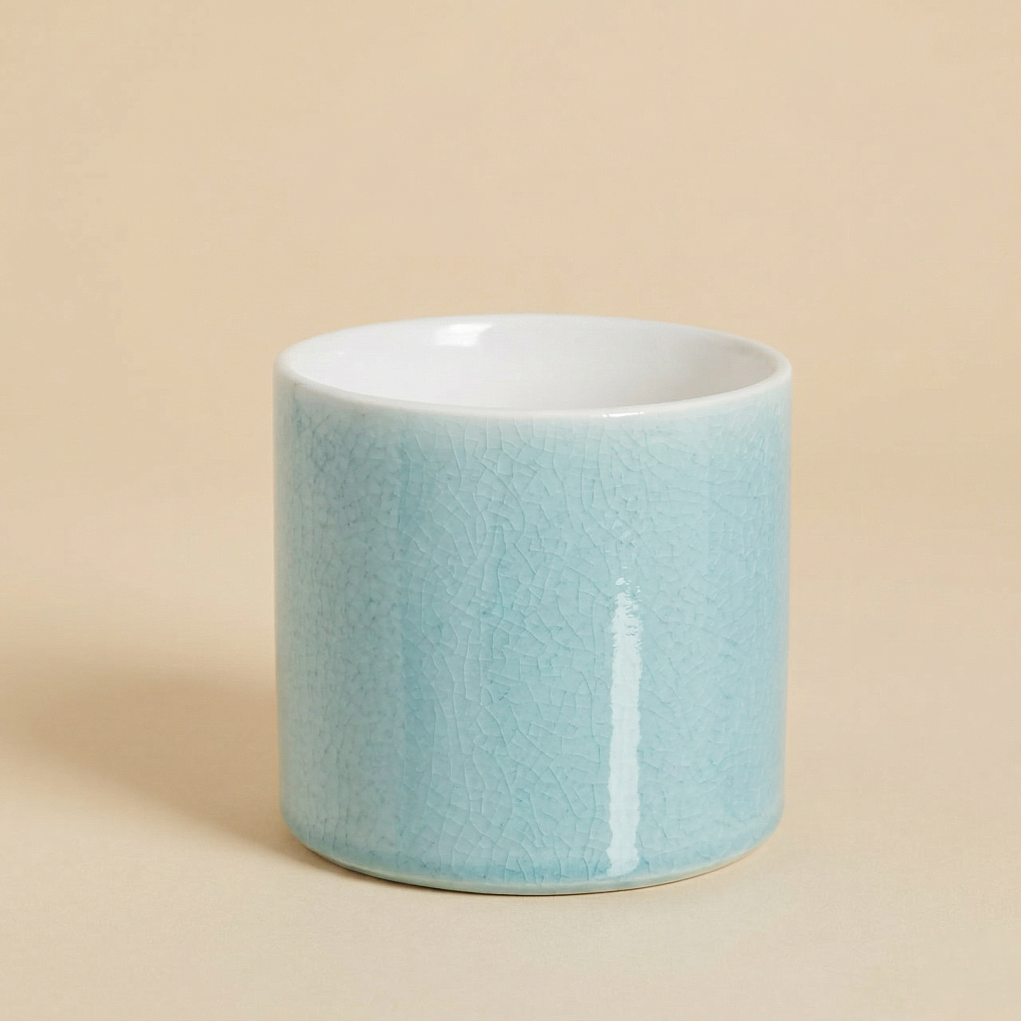 Portavaso ceramica smaltata azzurro h.13