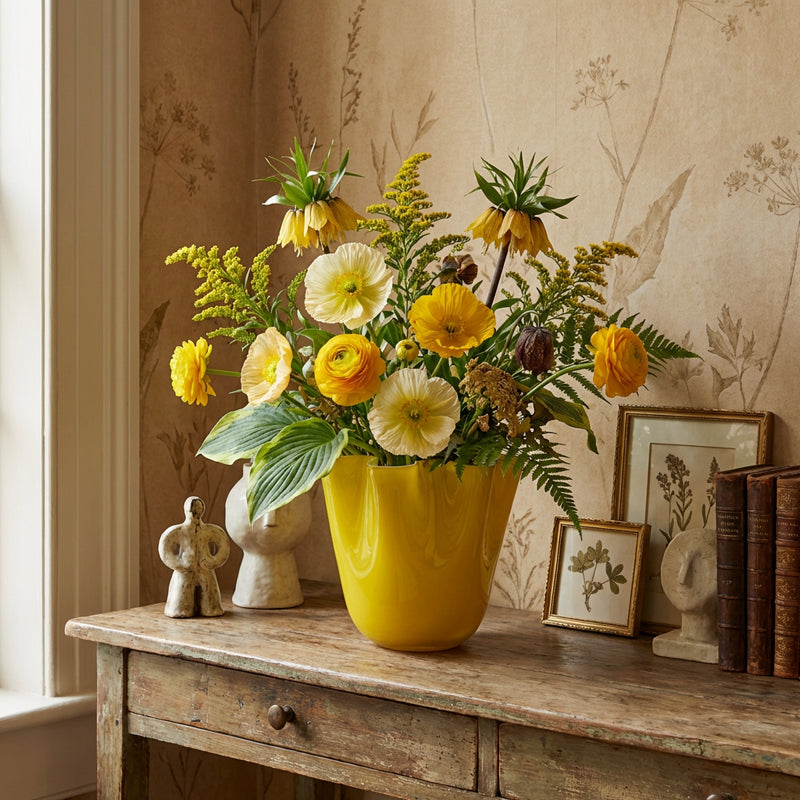 Vaso drappo h.18 giallo