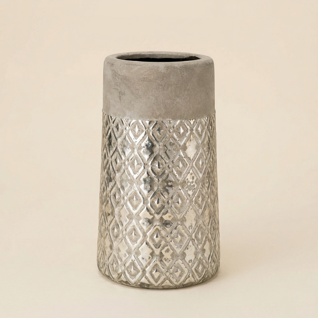 Vaso Mosaic Silver h.26