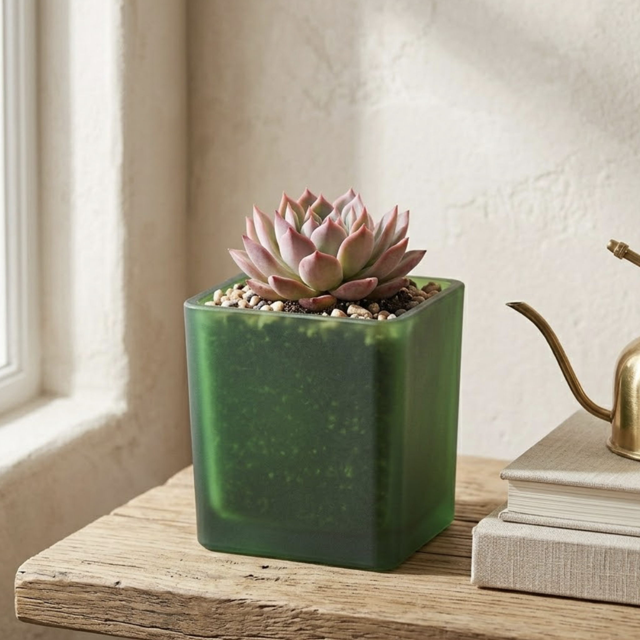 Vaso quadrato verde opaco 12cm