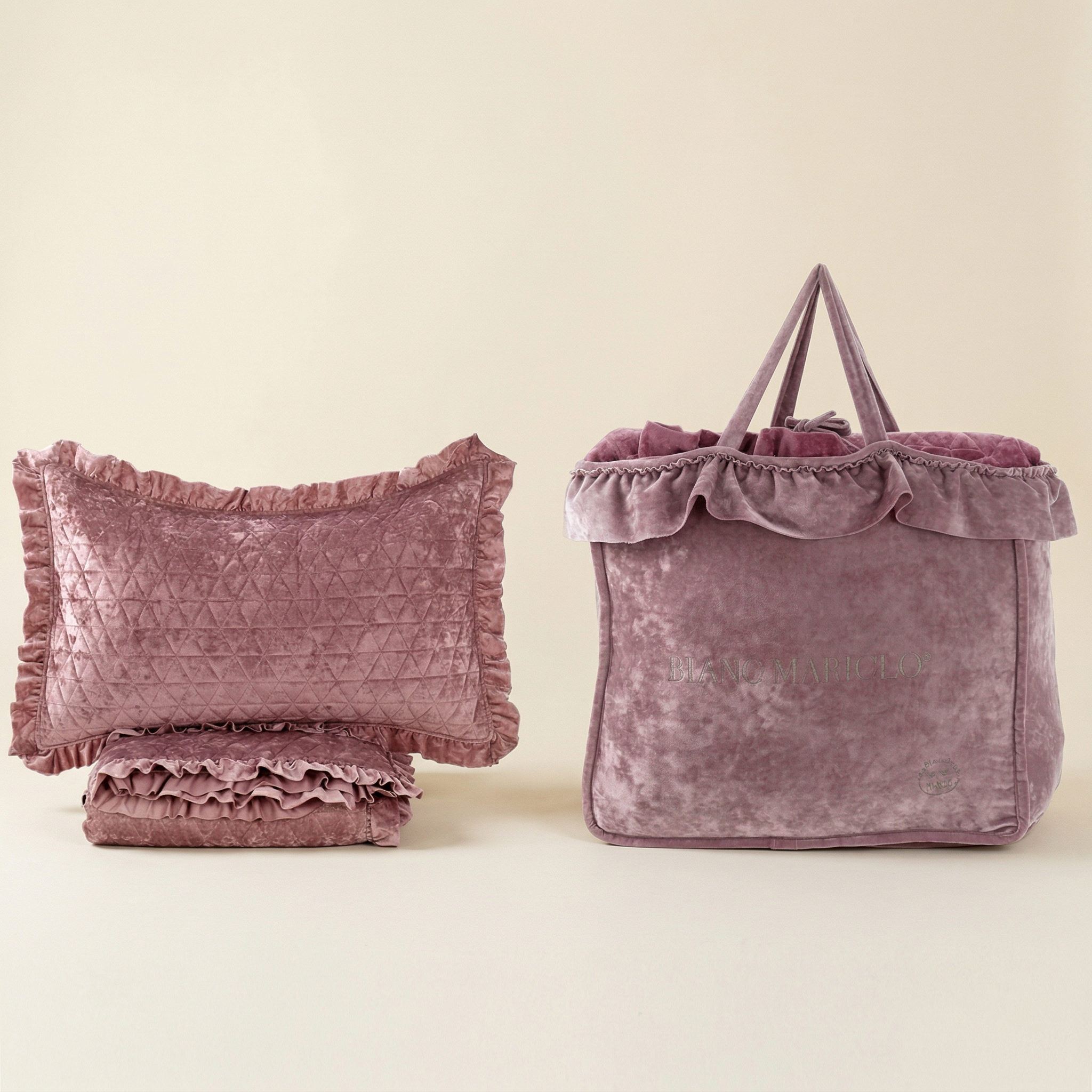 Set trapunta matrimoniale + copriguanciali Velluto all'arena