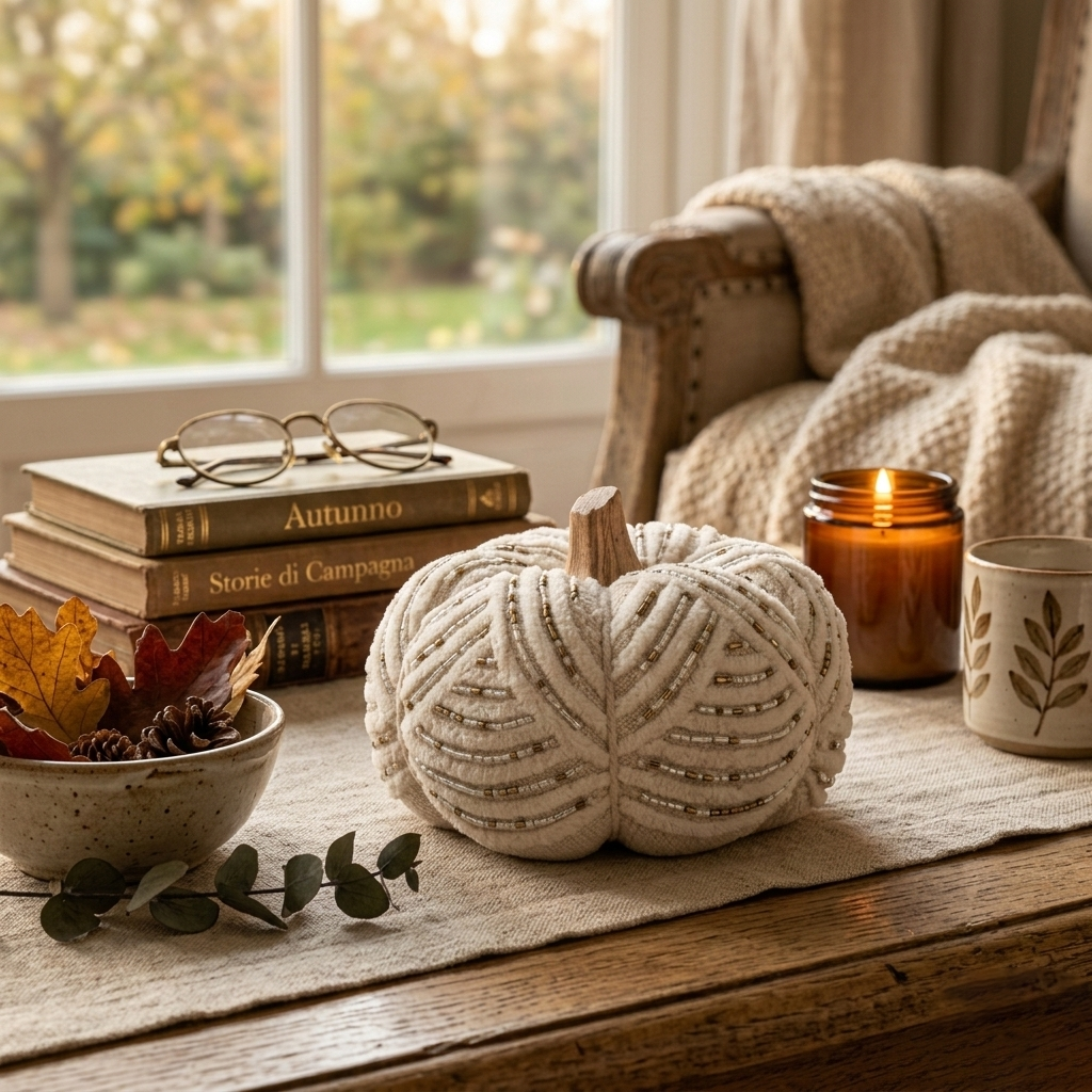 Decorazione zucca collezione Zucche da sogno avorio
